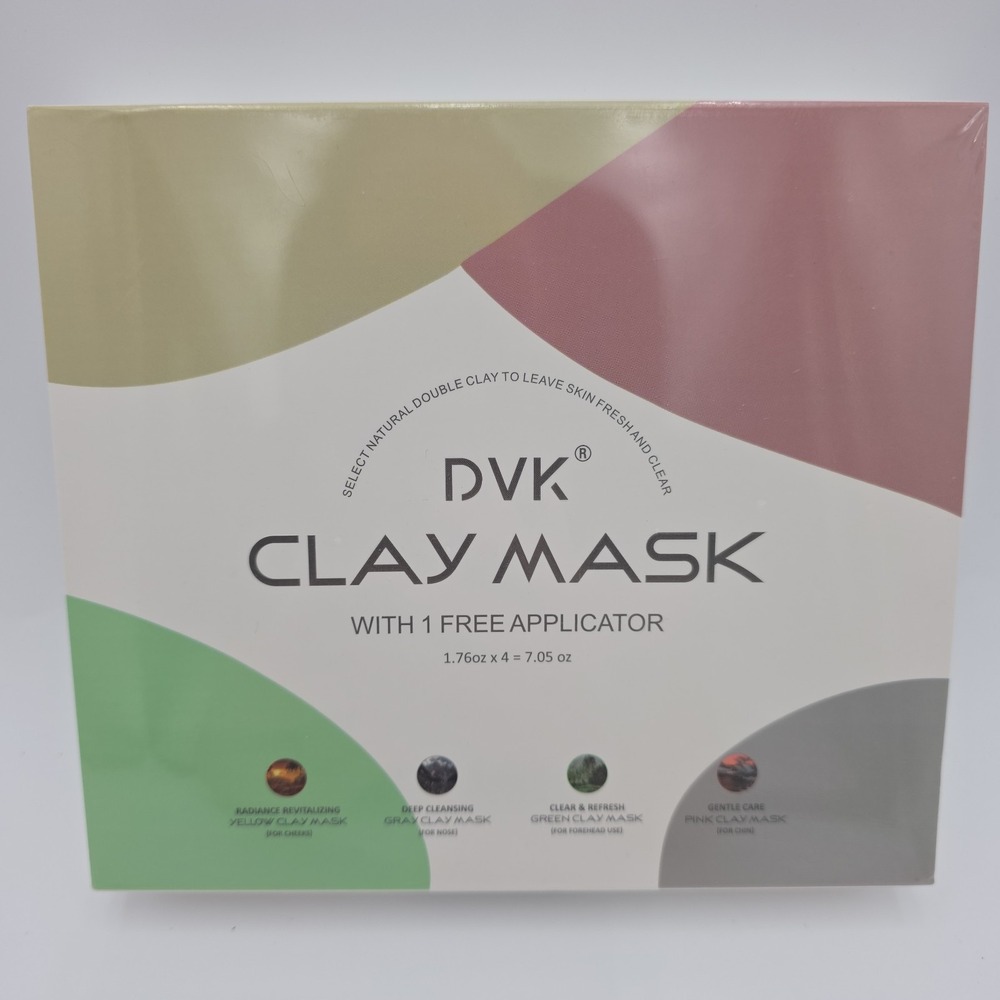 Sealed! DVK 4 Color Clay Mask Set & Applicator For Natural Revitalizing SkinCare